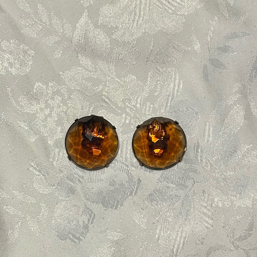 Vintage Amber Clip-On Earrings